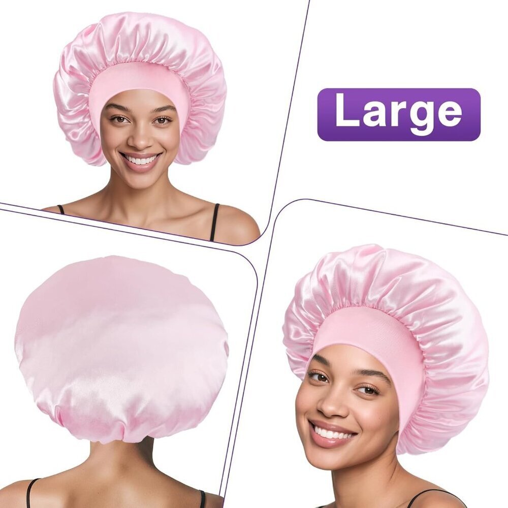 10 Pcs Satin Bonnet for Women Hair Sleep Cap Soft Wide Band Protects All Styles - Picture 3 of 7